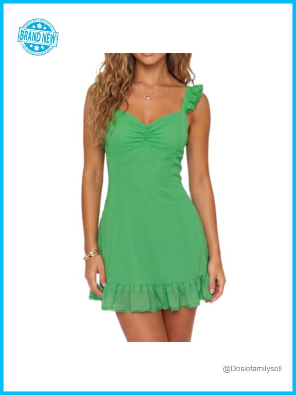 Women's Summer Mini Dress Lace Trim Flying Sleeve V-Neck A Line Cami